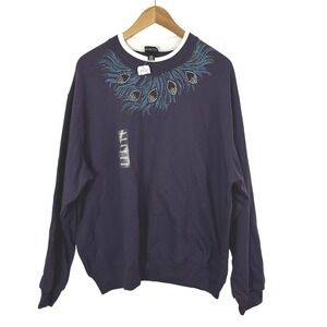 Trilogy By Morning‎ Sun New Womens XXL Jeweled Fleece Sweatshirt Purple Holiday